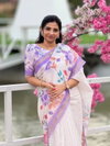 MG 436 Plain Linen Flower Printed Daily Wear Sarees Wholesalers In Surat